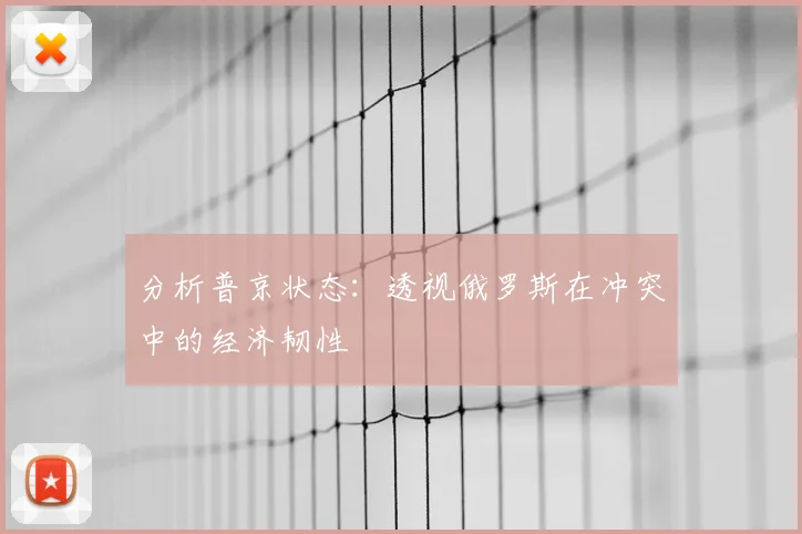 分析普京状态:透视俄罗斯在冲突中的经济韧性